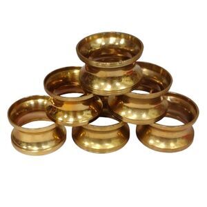 Vintage Set of 6 Brass Napkin Rings 2 inch Diameter Country/Cottage/Farmhouse